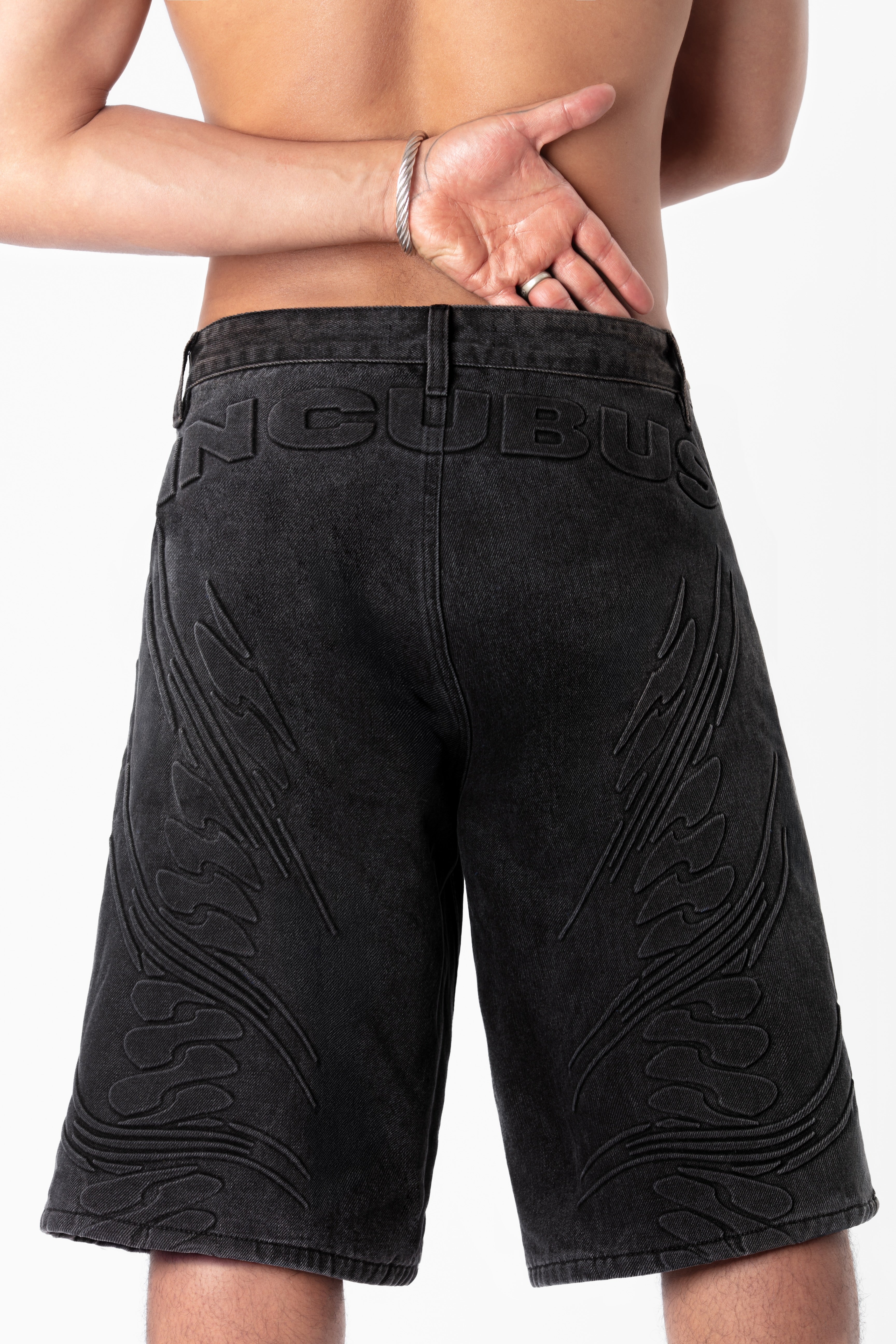 Silverback Embossed Denim Shorts