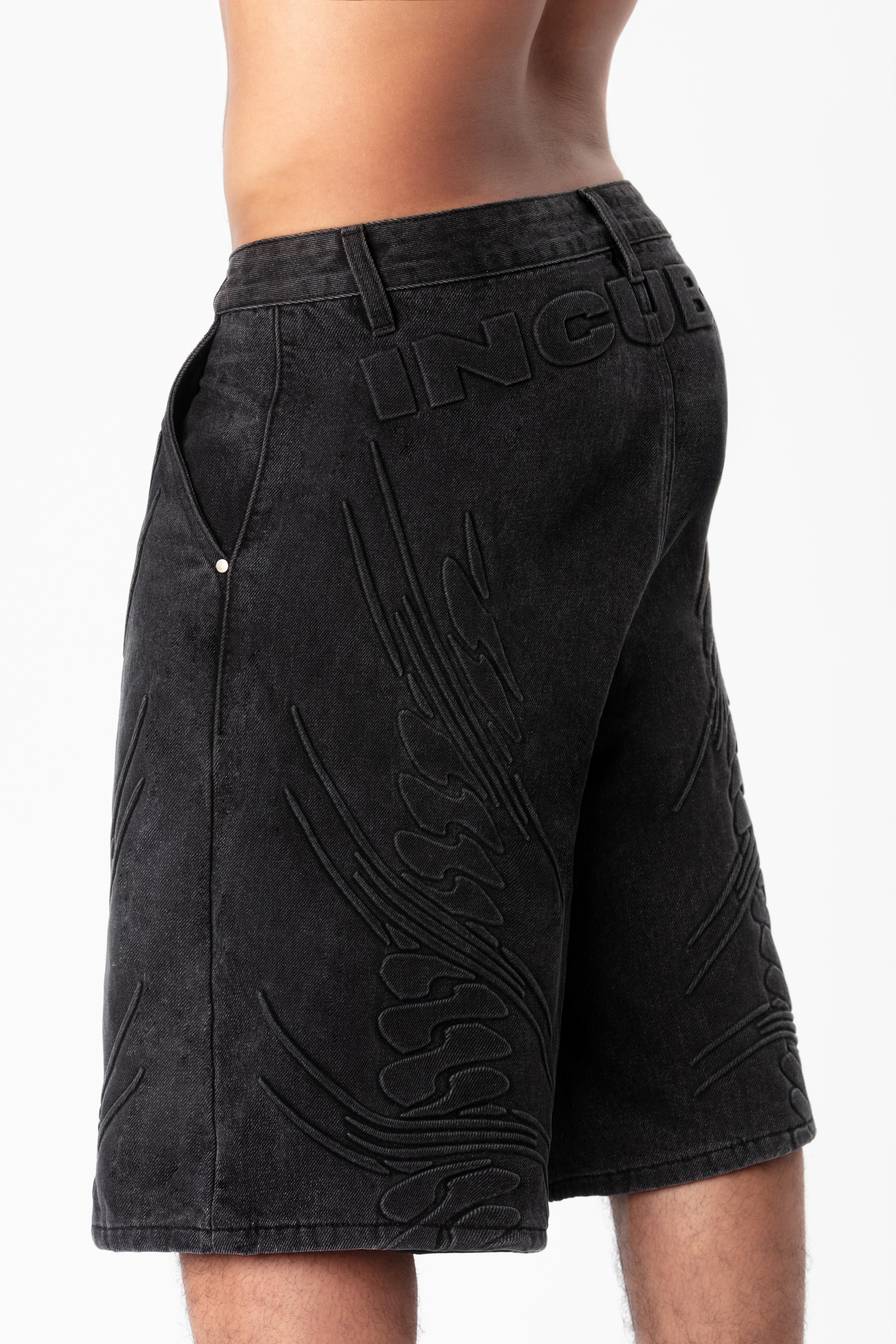 Silverback Embossed Denim Shorts