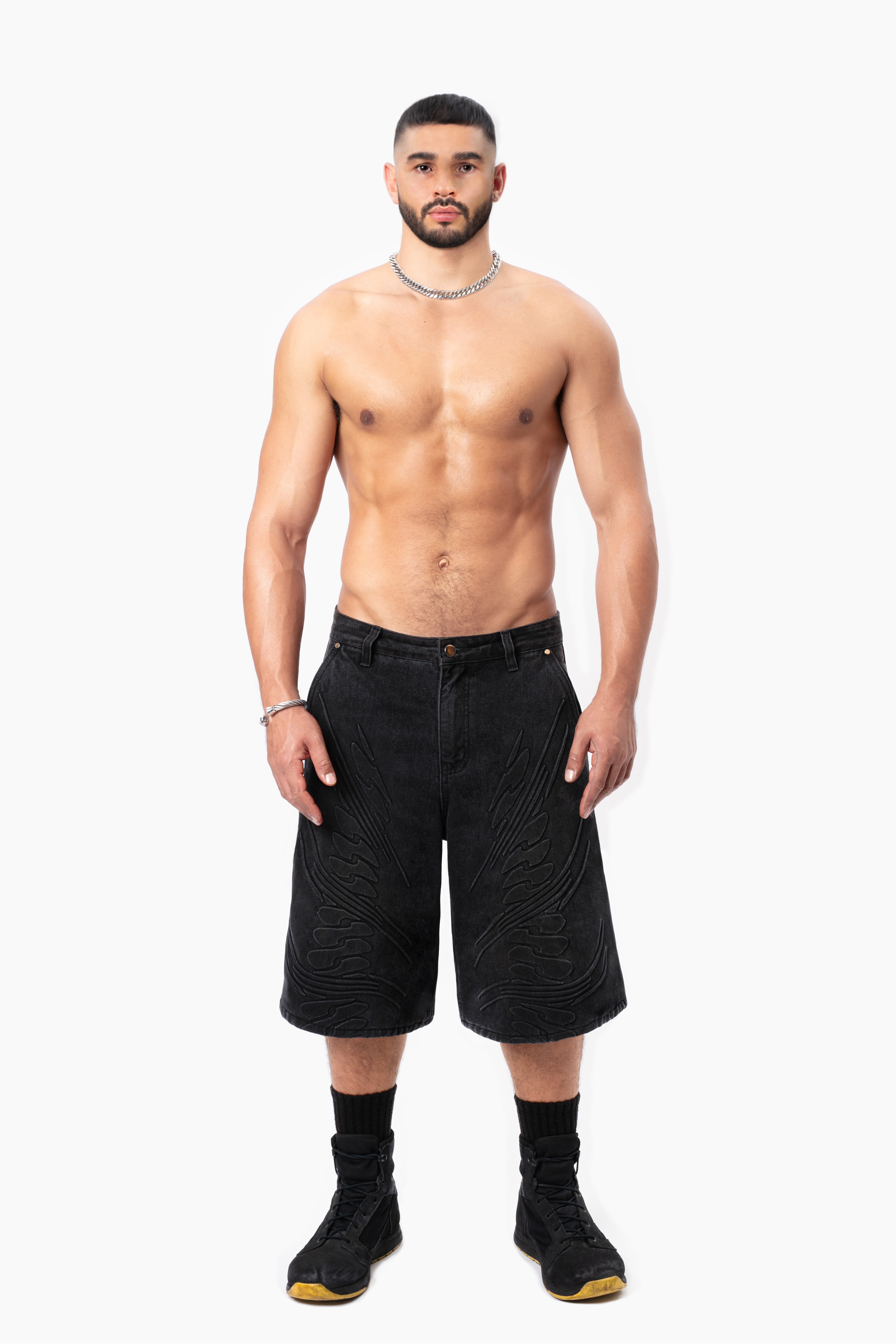 Silverback Embossed Denim Shorts