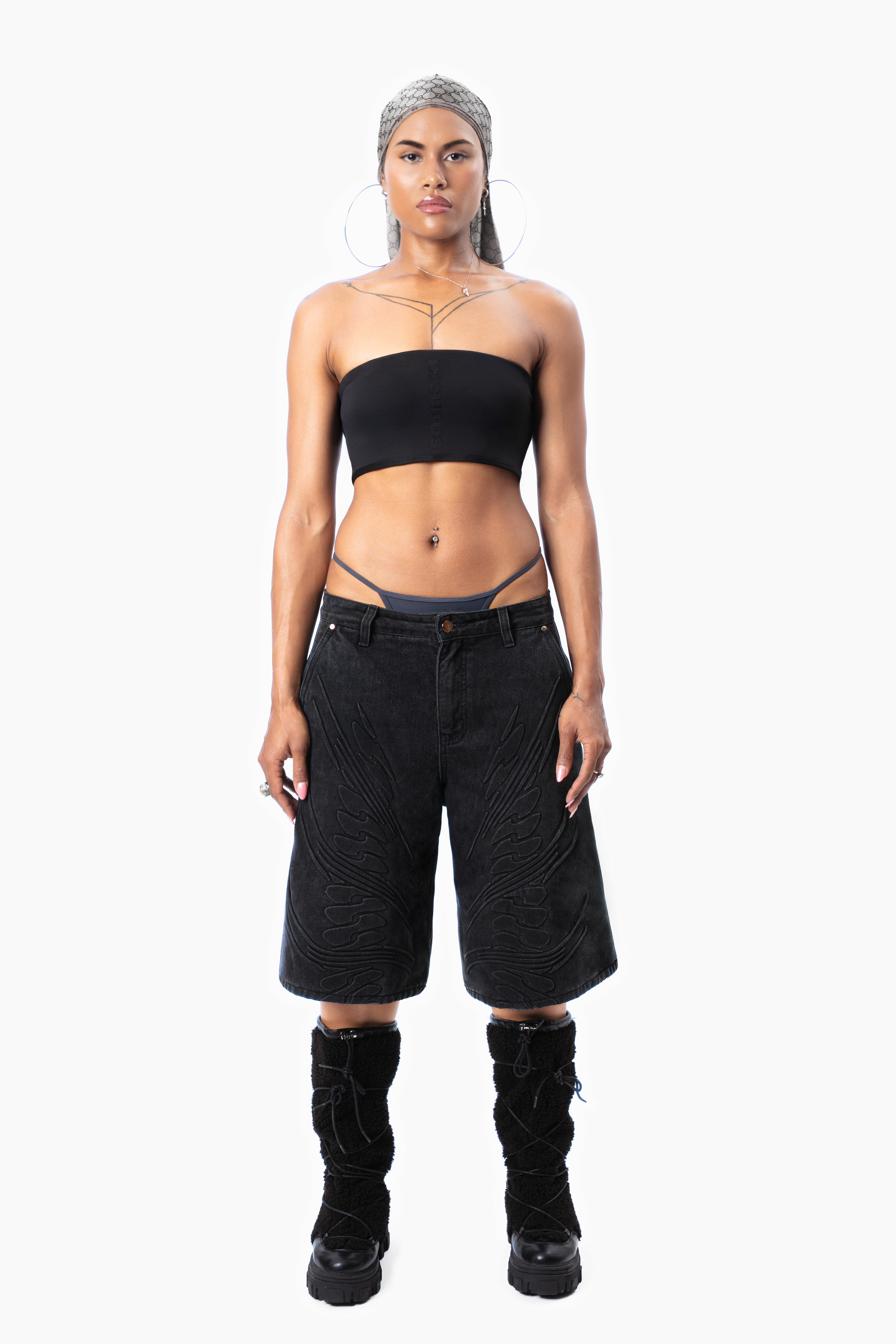 Silverback Embossed Denim Shorts